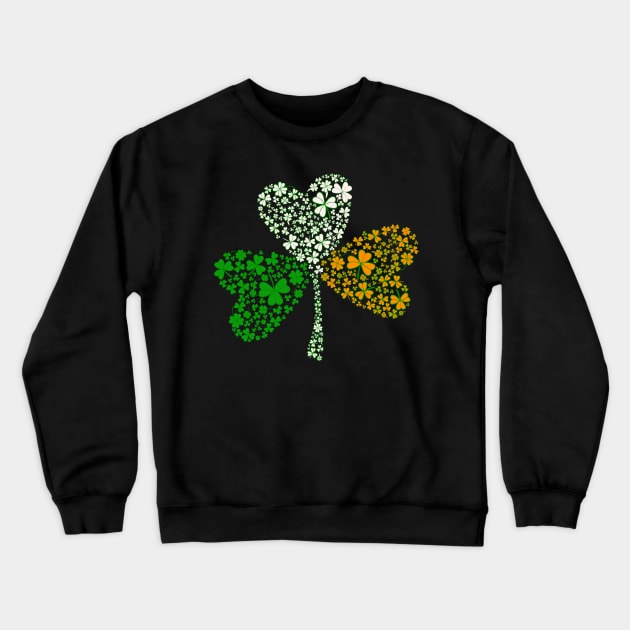 Irish Flag for Ireland Fans Shamrock Pattern St Patrick's Day Crewneck Sweatshirt by Mewzeek_T